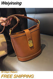 Weiyinxing Brand Handbag for Women High Quality Leather Bucket Crossbody Bags Vintage Classic Women's Shoulder Bag Lady Travel Tote Bag