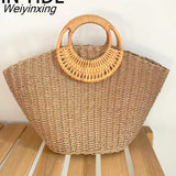 Weiyinxing Straw Women Bag 2023 Women's Luxury Handbags Designer Solid Color Handmade Lady Bags Bohemian Vocation Beach Female Clutch