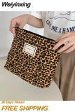 Weiyinxing Leopard Print Cosmetic Bag Korean Women Plaid Cosmetic Pouch Large Capacity Female Travel Make Up Storage Bag Beauty Cases