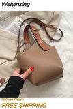 Weiyinxing Small Leather Bucket Crossbody Bags for Women 2023 New Women's Designer Shoulder Handbag and Purses Travel Messenger Bag