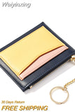 Weiyinxing Slim Women Small Wallet and Purse Girls Short Leather Credit Card Holders Zipper Wallets Ladies Coin Purses Patchwork Bag