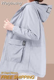 Weiyinxing Women's Jacket Spring Summer Sun Protection Clothing Korean Hooded Basic Jacket Mid-length  Anti-UV Outdoor Loose Top