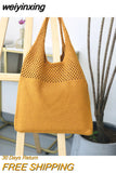 weiyinxing hollow woven women shoulder bags designer knitting handbags large capacity tote summer beach bag big purses shopper sac