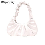 Weiyinxing Luxury Design Women Hobo Pleated Tote Bag Candy Color Underarm Bag Small Handbag And Purses Shoulder Bag Female Hobos BolsO