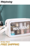 Weiyinxing Leather Cosmetic Bag PVC Transparent Case Travel Organizer Box with Zipper Different Sizes Wash Clear Makeup Artist Tool Bags