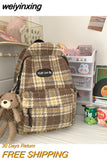 weiyinxing Plaid Woollen Cloth Women's Backpack Student Book Backpacks for Teenage Girls School Bags Large CapacityTravel Rucksack