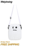 Weiyinxing White Funny Cute Ghost Kawaii Women Canvas Bag Cartoon Harajuku Chic Ins Shopper Bag Women Shoulder Bags Large Capacity