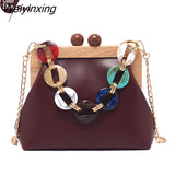 Weiyinxing Women's Shoulder Bags Luxury Chains Crossbody Bags For Women 2023 Pu Messenger Bag Ladies Wooden Folder Handbag