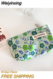 Weiyinxing Jacquard Flower Women's Cosmetic Bag Simple Portable Ladies Small Coin Purse Floral Handbags Student Girls Storage Bags
