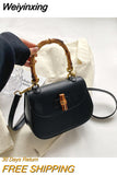 Weiyinxing Designer Women Shoulder Bags Bamboo Handle Handbag Brand Crossbody Bags Trend New Cute Purse High Quality Saddle Tote Bag