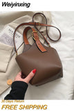 Weiyinxing Small Leather Bucket Crossbody Bags for Women 2023 New Women's Designer Shoulder Handbag and Purses Travel Messenger Bag