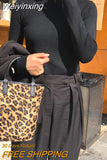 Weiyinxing Leopard Pattern Women Shoulder Bags Fashion Faux Fur Ladies Small Purse Handbags Female Daily Mini Tote Top Handle Bag