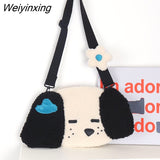 Weiyinxing Cartoon Cute Puppy Bag Tote Autumn and Winter Plush Large Capacity Shoulder Bag Messenger Bag Women Bag Purses Handbags