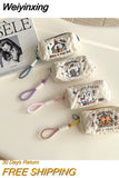 Weiyinxing Ladies Polyester Fabrics Cartoon Embroidery Clutchbag for Girls Cute Pattern Makeup Cosmetic Bag Student Pen Bags