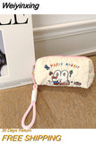 Weiyinxing Ladies Polyester Fabrics Cartoon Embroidery Clutchbag for Girls Cute Pattern Makeup Cosmetic Bag Student Pen Bags