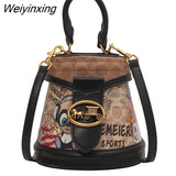 Weiyinxing Brand Graffiti Horseshoe Bags for Women High Quality Leather Shoulder Bag Luxury Purses and Handbags Designer Crossbody Bag