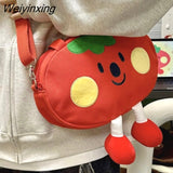 Weiyinxing Cute Cartoon Happy Tomato Messenger Bag Canvas Student Tote Bag Shoulder Bags Woman Bag·Crossbody Bag Purse
