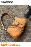 Weiyinxing Nubuck Women Shoulder Bags Matte Leather Solid Color Ladies Underarm Bag Fashion Female Chain Small Purse Handbags