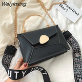 Weiyinxing YIDE New 2023 Fashion Contrast PU Leather Designer Shoulder Messenger Bag Metal Handle Strap Casual Portable Messenger Bag