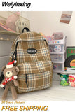 Weiyinxing Plaid Woollen Cloth Women's Backpack Student Book Backpacks for Teenage Girls School Bags Large CapacityTravel Rucksack