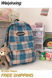 Weiyinxing Plaid Woollen Cloth Women's Backpack Student Book Backpacks for Teenage Girls School Bags Large CapacityTravel Rucksack