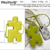 Weiyinxing Mini Mobile Phone Bag Summer Candy Colors Women's Bag 2023 Trend Crossbody Bag Hollow Out Puzzle Shape Lady Shoulder Bag