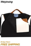 Weiyinxing Designer Handbag Large-capacity Canvas Panel Color Contrast Shoulder Bags Vintage Versatile Fashion Buckle Underarm Bag