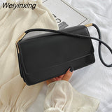 Weiyinxing Solid Color Women Shoulder Bags Totes PU Leather Fashion Flap Small Top-Handle Bags Female Casual Underarm Bags Handbags