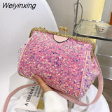 Weiyinxing designer purses and handbags for women Sequined tote bag Shining fashion crossbody bags lady shoulder evening clutch 2023