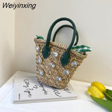 Weiyinxing Crossbody Bags for Women Fashion Weave Women's Straw Shoulder Bag Luxury Designer Handbags for Women Beach Messenger Bag