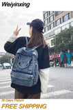 Weiyinxing Women's Backpack Large Schoolbag Designer Capacity Daypack Casual Denim Rucksack Student School Book Bag Retro Backpacks