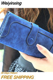 Weiyinxing Departments Faux Suede Long Wallet Women Matte Leather Lady Purse High Quality Female Wallets Card Holder Clutch Carteras