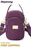 Weiyinxing Women Leisure Mobile Phone Shape Nylon Shoulder Bag Travel Luxury Handbag Zipper Multiple Pocket Female Trend Mini Crossbody Bag