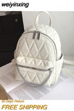 weiyinxing Women Designer Leather Backpacks Sac A Dos Chain Luxury Fashion High Quality Small Backpack for Teenage Girls Mochila Rucksack