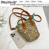 Weiyinxing Crossbody Bags for Women Fashion Weave Women's Straw Shoulder Bag Luxury Designer Handbags for Women Beach Messenger Bag