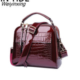 Weiyinxing YIDE New Designer Women's Handbags Quality Oil Pu Women Messenger Bag Crocodile Pattern Patent Leather Shoulder Bags Ladies