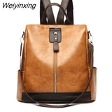 Weiyinxing PU Leather Backpack Women Big Capacity Travel Backpack Teenager School Bag Female Business Knapsack Luxury Bag