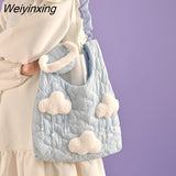 Weiyinxing Cute Cloud Bag High Capacity Crossbody Kawaii Cashmere Vest Bag New Tote Bag Fall/winter Plush Bag Women Crossbody Bag