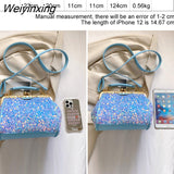 Weiyinxing designer purses and handbags for women Sequined tote bag Shining fashion crossbody bags lady shoulder evening clutch 2023