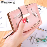 Weiyinxing Women's Purse Short Zipper Wallet Women Leather 2023 Luxury Brand Small Women Wallets Clutch Bag With Hollow Out Leaves