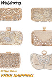 Weiyinxing Wedding Clutch Purse Luxury Women Handbag Design Party Shoulder Bag Flower Hollow Out Pattern Ladies Evening Night Bag