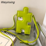 Weiyinxing Mini Mobile Phone Bag Summer Candy Colors Women's Bag 2023 Trend Crossbody Bag Hollow Out Puzzle Shape Lady Shoulder Bag
