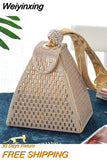 Weiyinxing Summer Diamond Clutch Bag Ladies Luxury Party Evening Bag Fashion Triangle Wedding Bridal Bag Luxury Designer Handbags