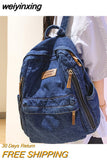 weiyinxing Ladies Soft Canvas School Backpack Trendy Denim Boy Girl Travel Student Bag Male Female College Backpack Men Women Bags