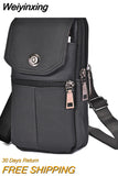 Weiyinxing Men Leather Waist Bag Large Capacity Belt Bag Brown Shoulder Bags Crossbody Bags Multi-layer Buckle Mobile Phone Bag Bum Pouch