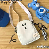 Weiyinxing White Funny Cute Ghost Kawaii Women Canvas Bag Cartoon Harajuku Chic Ins Shopper Bag Women Shoulder Bags Large Capacity