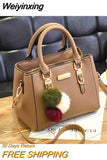 Weiyinxing Designer Brand Bags Women Leather Handbags 2023 Luxury Ladies Hand Bags Purse Fashion Hairball Shoulder Crossbody Bags