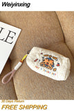 Weiyinxing Ladies Polyester Fabrics Cartoon Embroidery Clutchbag for Girls Cute Pattern Makeup Cosmetic Bag Student Pen Bags