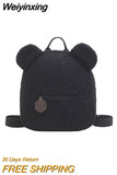 Weiyinxing Children Travel Shopping Rucksacks Casual Autumn Winter Lamb Fleece Women's Bagpack Cute Bear Shaped Shoulder Backpack