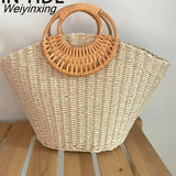 Weiyinxing Straw Women Bag 2023 Women's Luxury Handbags Designer Solid Color Handmade Lady Bags Bohemian Vocation Beach Female Clutch